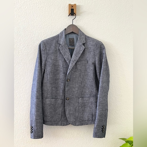 Gap Denim Linen-Cotton Blazer. Size: 4 Color : Denim blue - Picture 3 of 10